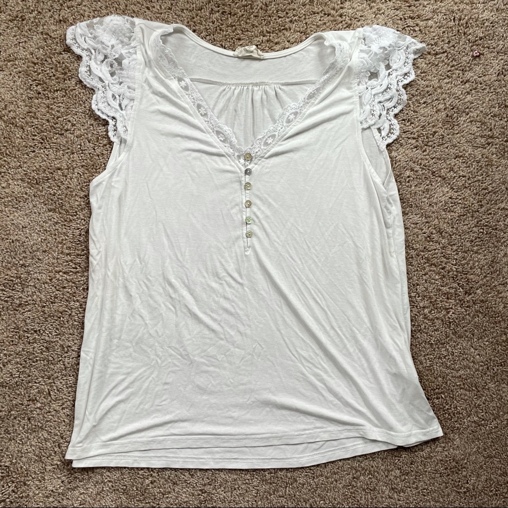 Anthropologie white lacey top